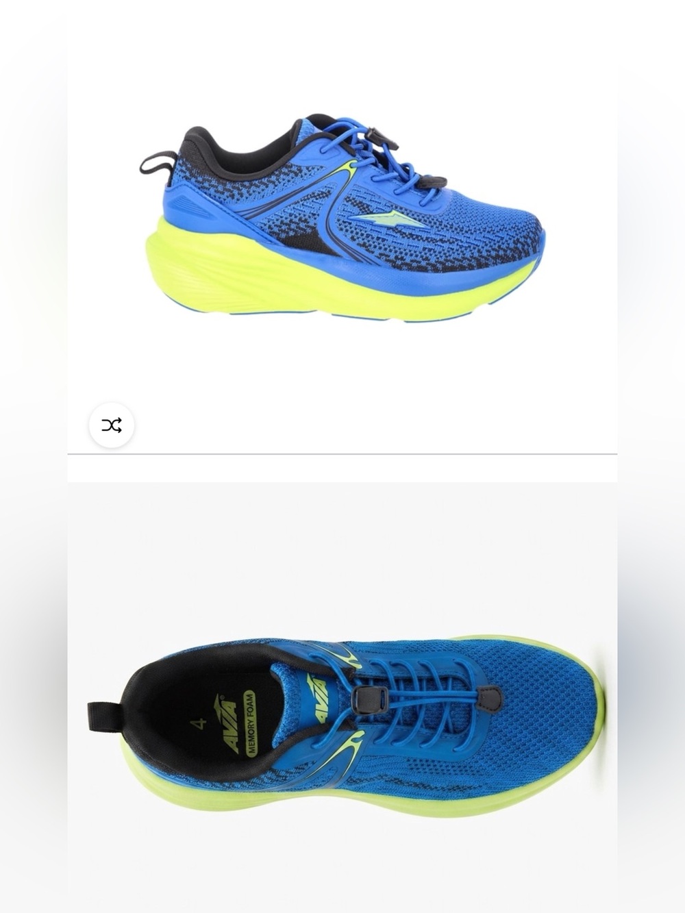Avia Kids Max Runner Sneakers - Blue Mesh with Neon Green Sole